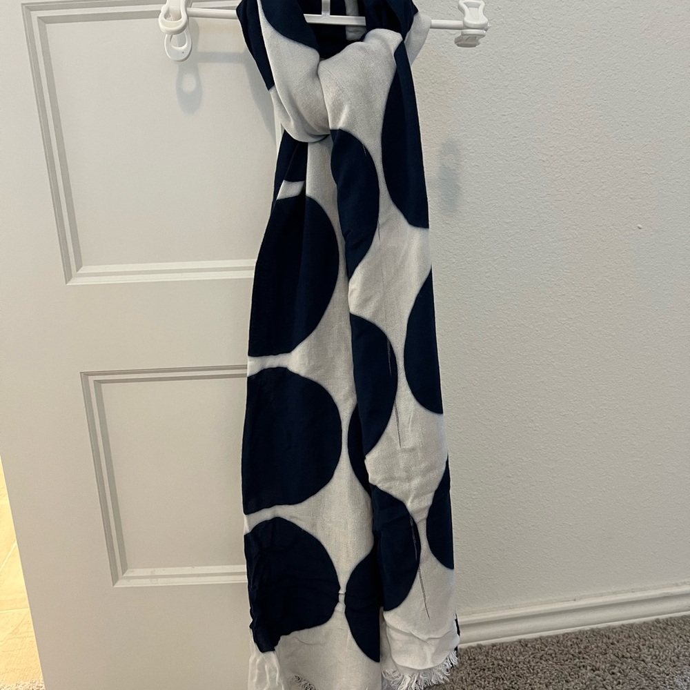 Kate Spade Navy Blue Polka Dots Scarf 100% Viscose
